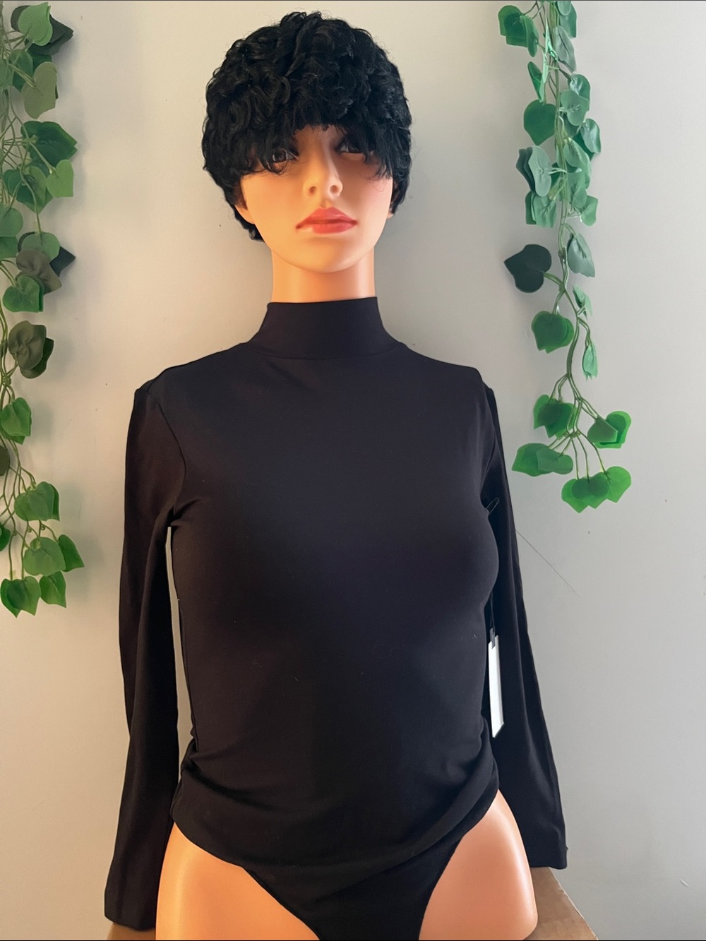 Astr Black Mock Neck Long-Sleeve Bodysuit